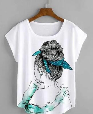 Polyester Round neck Casual Printed Women Tshirt