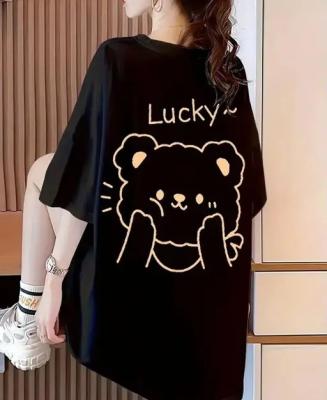 Cute Bear Print Long T-Shirt for Women