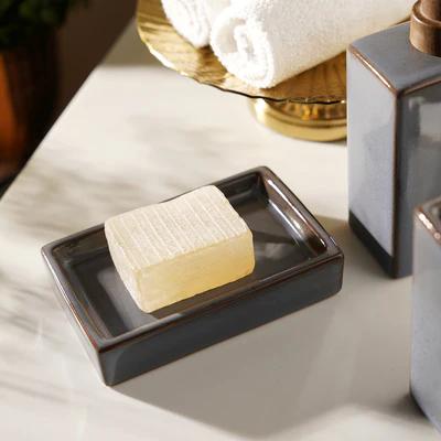 Grey Glazed Stone Soap Dish