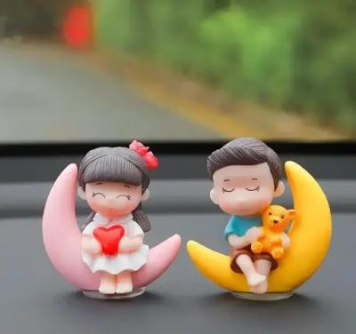 Cute Heart Moon Couple Showpiece