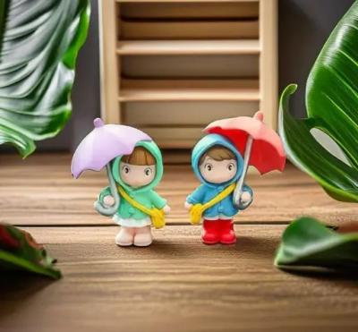 Romantic Umbrella &amp;amp; Raincoat Couple Miniature Showpiece