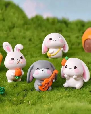 Cute Rabbits Miniature  Set 4 Pcs