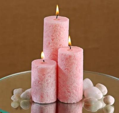 Candles Set of 3 Fragrance Pillar Candles Marble Finish (Baby Pink - White Sage)