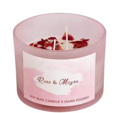 Luxurious | Scented | Soy Wax | Dual wick Candle with Rose and Mogra Fragrance