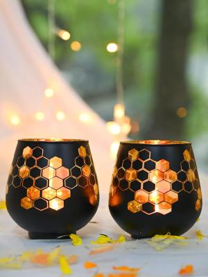 Black + Golden T-Lite Holders