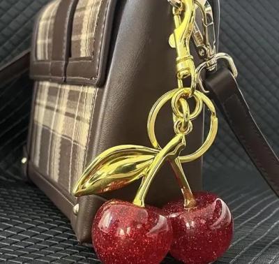 Glitter Cherry Bag Charm with Key Ring