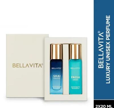 Bella Vita Luxury Unisex FRESH+SKAI Perfume Combo for Men and Women 40 ML